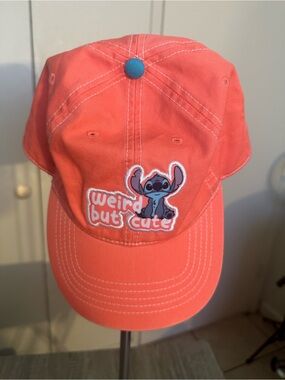 Disney Coral Pink 'Weird But Cute' Stitch Kids Baseball Cap